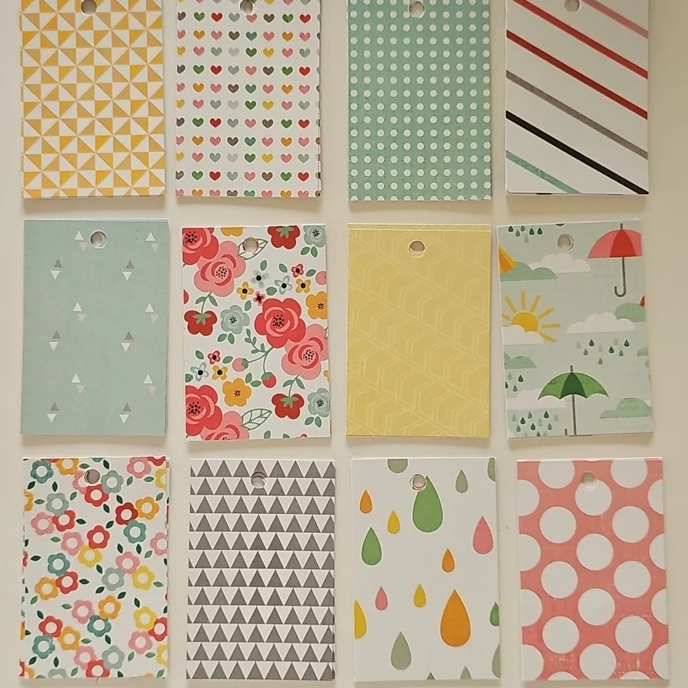 60 Handcut 2x3 Cardstock Gift Tags Lot Assorted Blank Back Colorful Spring